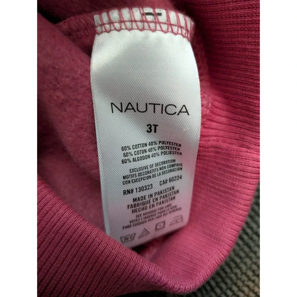 Nautica Girls 3T Raspberry Pink Anchor Graphic Hoodie and Jogger 2-Piece Set NEW